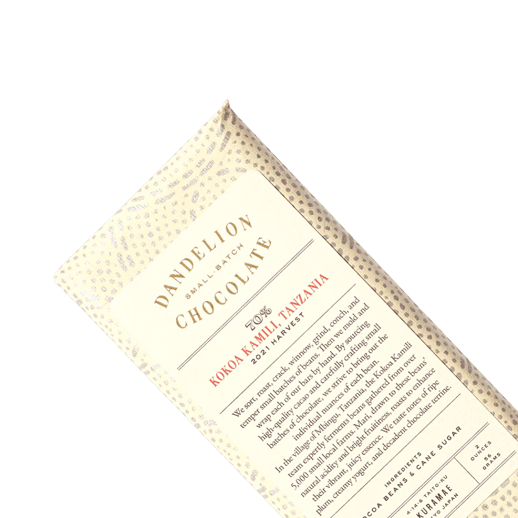 Dandelion Chocolate Japan - Kokoa Kamili, Tanzania 70% 2021 Harvest Single-Origin Chocolate Bar - Image 3