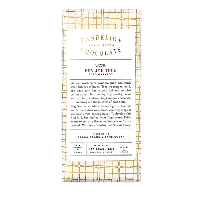 Kpalimé, Togo 70% 2023 Harvest Single-Origin Chocolate Bar - Image 2